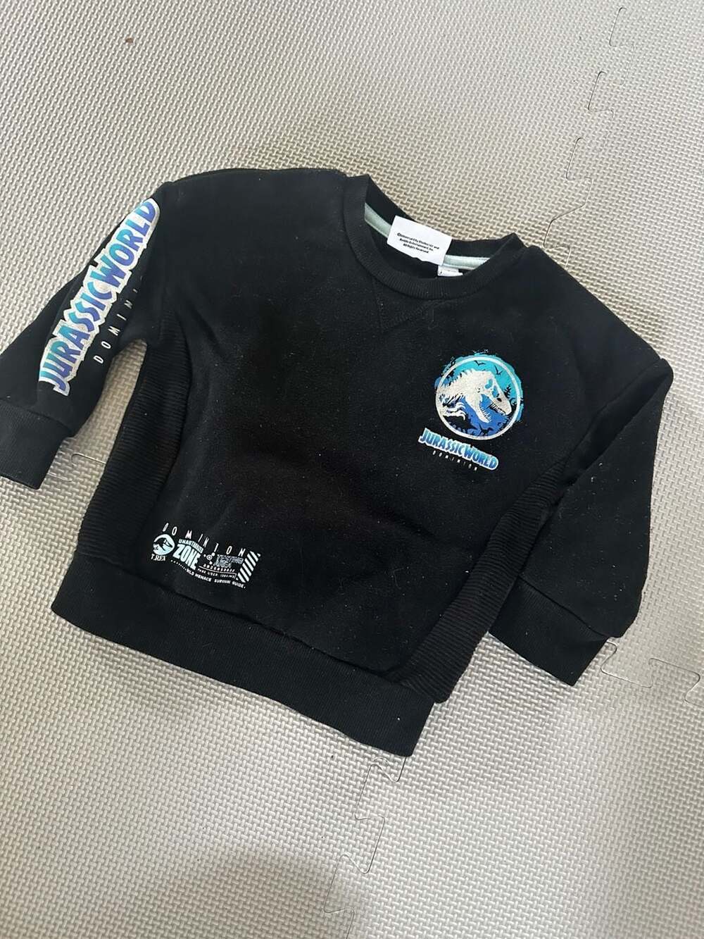H&M Jurassic World Dominion T-Rex Black Sweatshirt, Size 1.5-2Y (92cm)